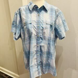 Eddie Bauer Women's Short Sleeve Adventure Button Front Top Blue Size XXL